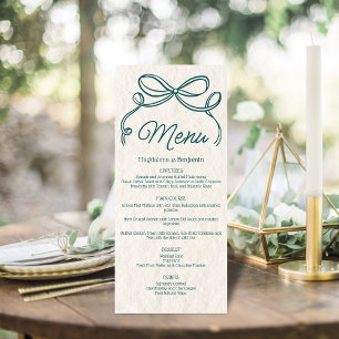 Menú Boda de la cinta retro Verde azulada dibujada a ma