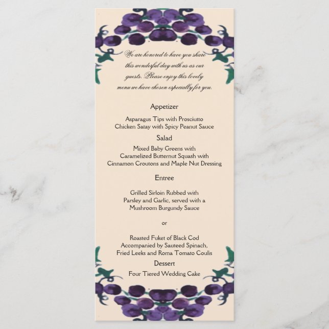 Menú Boda de la guirnalda de Grapevine (Anverso)