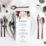 Menú Boda de la Marina de Borgoña y tarjeta de agr<br><div class="desc">Menú de dos caras y tarjetas de agradecimiento! Usar como un menú eliminando elementos de la parte posterior. O editar fácilmente el menú y gracias colocar la tarjeta! Este diseño cuenta con un precioso guión y un hermoso ramo de flores de Borgoña. Vea toda la colección para ver más elementos...</div>