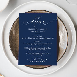 Menú Boda de la Marina de caligrafía moderna y elegante