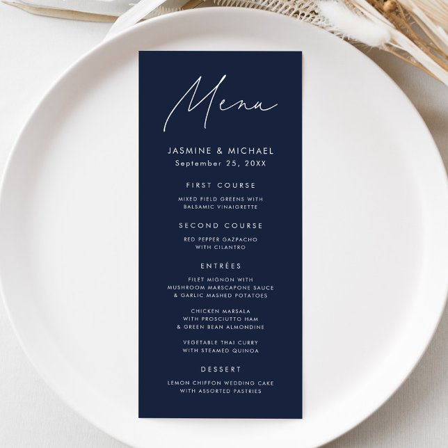 Menú Boda de la Marina de Script Moderno (Subido por el creador)