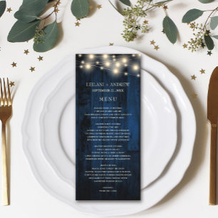 Menú Boda de la Marina Rustic Wood String Lights