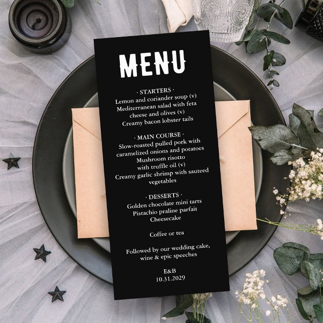Menú Boda de la muerte de la cola negra (Black Til Death Wedding Menu
)