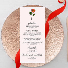 Menú Boda de la rosa minimalista