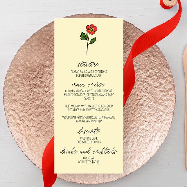 Menú Boda de la rosa minimalista (Subido por el creador)
