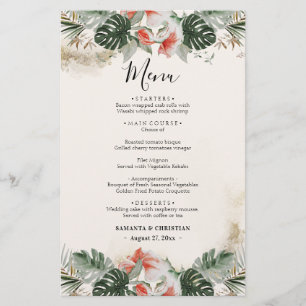 Menú Boda de la vegetación de la palma tropical de