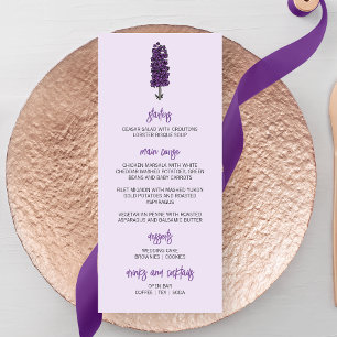 Menú Boda de Larkspur púrpura minimalista