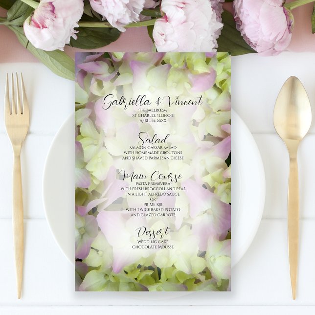 Menú Boda de las flores de hidrangea casi rosa (Subido por el creador)