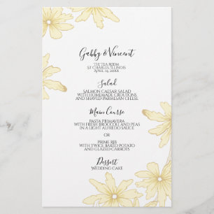 Menú Boda de las mareas amarillas pálidas