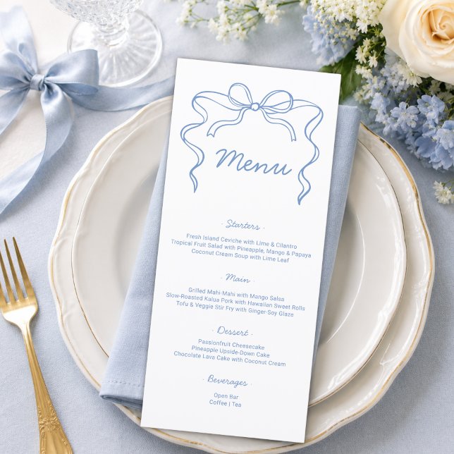 Menú Boda de lazo azul elegante (Subido por el creador)
