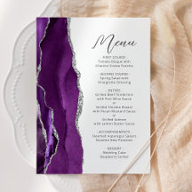Boda de letra moderna de plata ágata púrpura