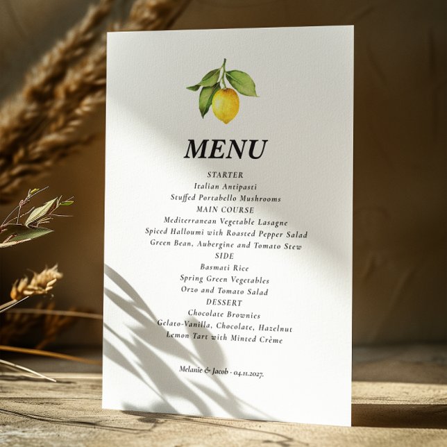 Menú Boda de limón amarillo (Subido por el creador)