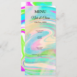 Menú Boda de líquido acrílico pintado a mano y colorido