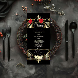 Menú Boda de los años 20 de CasinoGold Black Art Deco