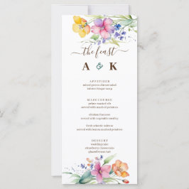 Menú Boda de los floros amarillos rosados