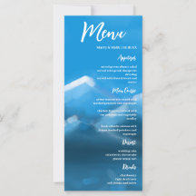 Menú Boda de los montes Blue & White Elegant