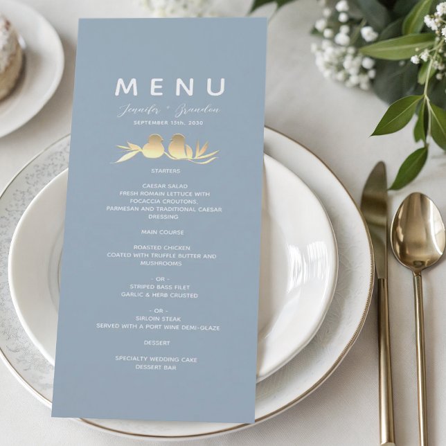 Menú Boda de Lovebirds Azul Polvoriento (Subido por el creador)