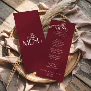 Menú Boda de lujo burgundy blanco dinero antiguo elegan