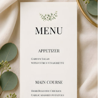 Menú Boda de lujo con vegetación de eucalipto
