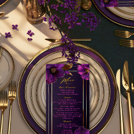 Menú Boda de Lujo Floral Violeta Luminoso Violetas