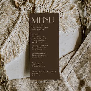 Menú Boda de lujo retro marrón terroso elegante