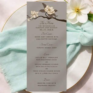 Menú Boda de Magnolia Vintage Elegante Gris