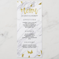 Menú Boda de manchas de oro y mármol