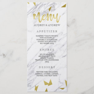 Menú Boda de manchas de oro y mármol