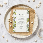 Menú Boda de marco de ramas oleícolas<br><div class="desc">Colección de diseño de ramas de oliva,  ideal para un boda de viñedos sencillo y de moda. Esta original suite de papelería es a la vez clásica y elegante. Colores de personalizable completo: puede cambiar fácilmente el color del texto y el fondo a su gusto.</div>