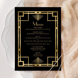 Menú Boda de marco Deco de oro negro de los años 20