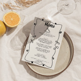 Menú Boda de marco retro dibujado a mano moderna