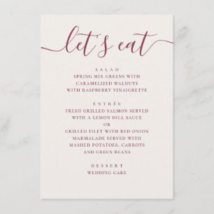 Menú Boda de Marfil Suave. Cena de Recepción con Letra