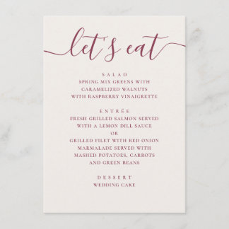 Menú Boda de Marfil Suave. Cena de Recepción con Letra 