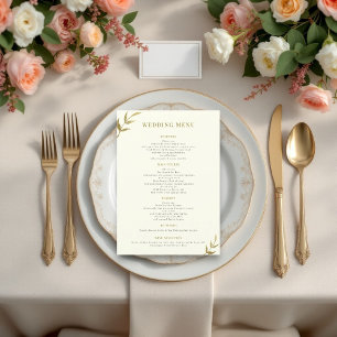 Menú Boda de marfil y oro simple y elegante