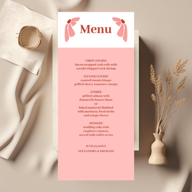 Menú Boda de margarita rosa moderna y genial (Subido por el creador)