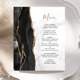 Menú Boda de Mármol Blanco de Agate de Oro Negro P