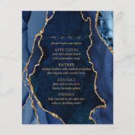 Menú Boda de mármol de la marina y de oro Agate