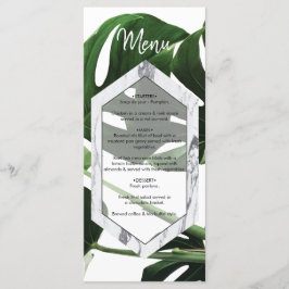 Menú Boda de Mármol de Monstera Tropical