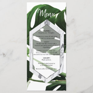 Menú Boda de Mármol de Monstera Tropical