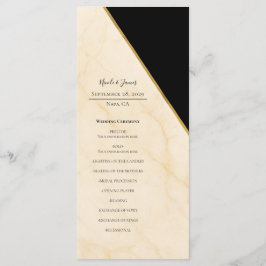 Menú Boda de mármol marfil y oro de geometría dorada de