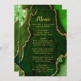 Menú Boda de mármol verde y oro