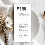 Menú Boda de Moda de monograma moderno Minimalista de g<br><div class="desc">Rellene la pista de la recepción con esta moderna carta de bodas en blanco y negro. El audaz tipo de letra y el diseño limpio crean un aspecto llamativo y elegante,  perfecto para bodas contemporáneos y formales. Personalizar con las opciones de comida.</div>