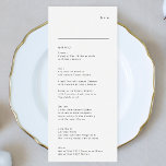 Menú Boda de monograma blanco negro simple y moderno<br><div class="desc">menú delgado para coincidir con la colección *si desea más opciones de papel este diseño se puede transferir a un programa delgado *o para más ayuda póngase en contacto conmigo</div>
