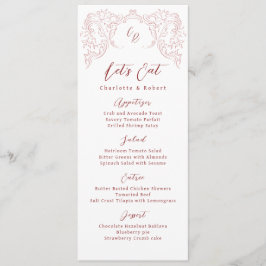 Menú Boda de Monograma con sabor a vinagre rosado