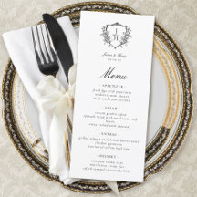 Boda de Monograma de Cresta Floral Regencia Elegan
