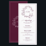 Menú Boda de monograma de Escudo de leafy de Borgo<br><div class="desc">La elegancia discreta y el diseño atemporal se combinan con este menú Boda de los Monogramas de Borgoña, diseñado para parejas que aprecian la simplicidad refinada. Con un delicado escudo dibujado a mano y un guión fluido, la carta completa perfectamente una sofisticada escapada de mesa boda, ideal para recepciones de...</div>