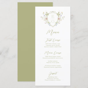 Menú Boda de monograma de flor silvestre Pastel caprich