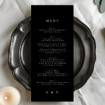 Menú Boda de Monograma de Oro Sencillo y Elegante Negro<br><div class="desc">menú delgado para coincidir con la colección *si desea más opciones de papel este diseño se puede transferir a un programa delgado *o para más ayuda póngase en contacto conmigo</div>