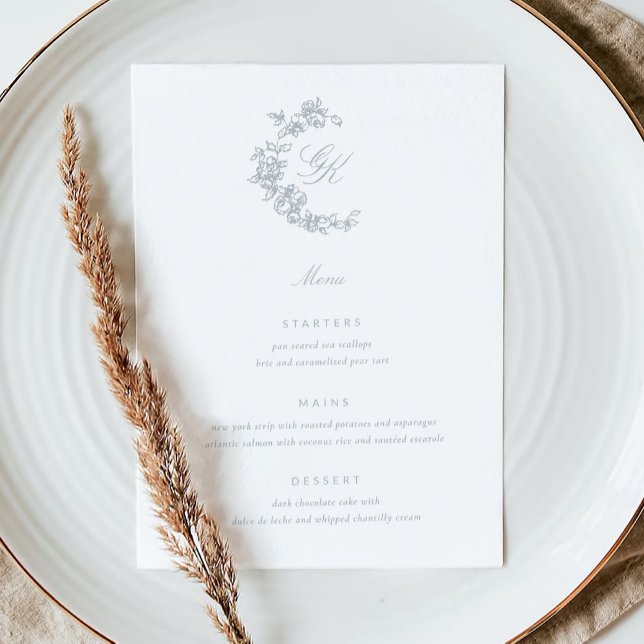 Menú Boda de monograma de regencia (Regency Monogram Wedding Menu Card)