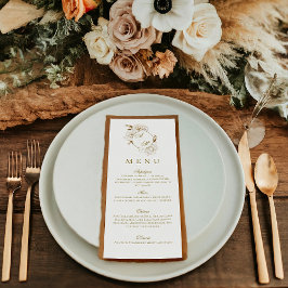 Menú Boda de Monograma dorado blanco